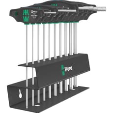 Wera 10 Piece 454/10 HF Set Imperial 2 Hex-Plus T-Handle Set and Rack