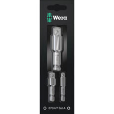 Wera 3 Piece 1/4 Hex Shank Socket Adaptor Set