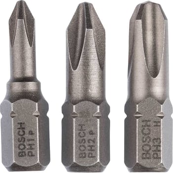 Bosch 3 Piece Extra Hard Phillips Screwdriver Bit Set