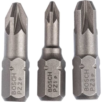 Bosch 3 Piece Pozi Screwdriver Bit Set