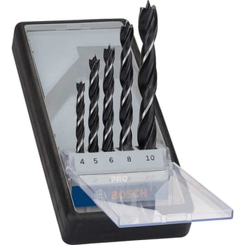 Bosch PRO 5 Piece Brad Point Wood Drill Bit Set