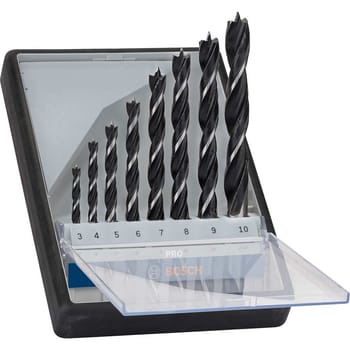 Bosch PRO Robust Line 8 Piece Brad Point Wood Drill Bit Set