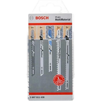 Bosch 15 Piece Assorted Multi Materia Jigsaw Blades Set + FOC Carbide Blade