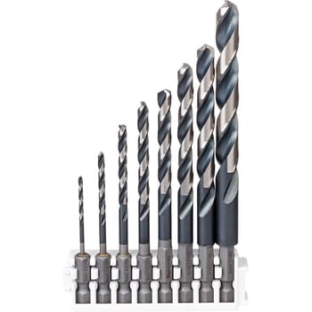 Bosch 8 Piece Impact Control Hex Shank HSS Drill Bit Set
