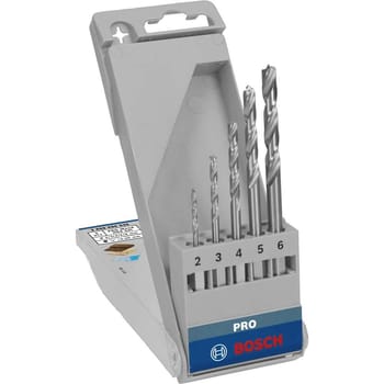 Bosch PRO 5 Piece Hex Shank Brad Point Wood Drill Bit Set