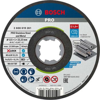 Bosch PRO X Lock Inox Flat Thin Metal Fast Cutting Disc