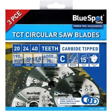 Bluespot 3 Piece Circular Saw Blade Set 190mm
