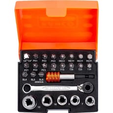 Bahco 2058/S26 26 Piece 1/4" Drive Hex Socket and Screwdriver Bit Set Metric 