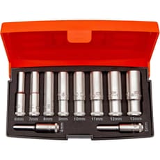 Bahco 10 Piece 1/4" Drive Deep Socket Set Metric