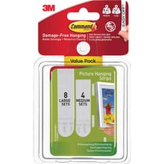 Command 12 Piece Medium and Large Picture Hanging Adhesive Strip Set 