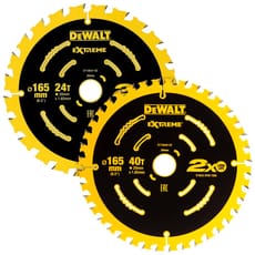 DeWalt 2 Piece 165mm Extreme Cordless Circular Saw Blade Kit