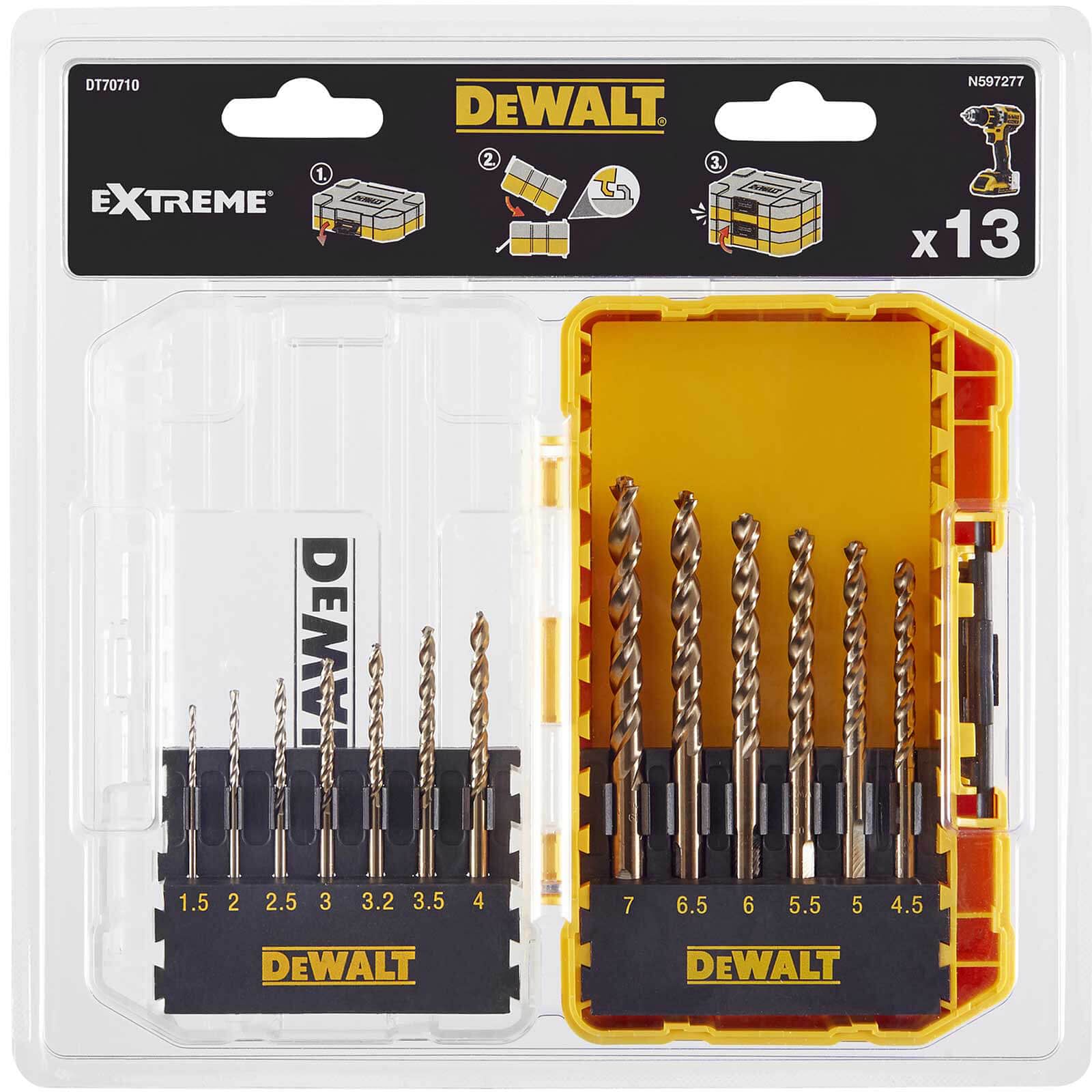 DeWalt 13 Piece Extreme 2 HSSG Metal Drill Bit Set in Tough Case HSS Drill Bits