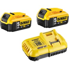 DeWalt 18v XR Cordless Twin Li-ion Battery and Fast Charger Pack 5ah