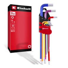 Einhell 9 Piece Colour Coded Hexagon Allen Key Set