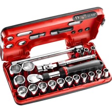 Facom 21 Piece 1/2" Drive Extendable Ratchet and Hex Socket Set Metric in Detection Box