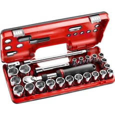 Facom 25 Piece 1/2" Drive Extendable Ratchet and Socket Set Metric in Detection Box