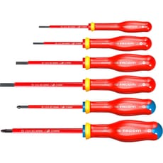 Facom Protwist 6 Piece VDE Insulated Slotted and Pozi Screwdriver Set
