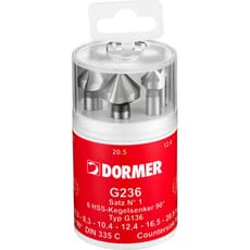 Dormer G2361 6 Piece HSS Straight Shank 90° Countersink Set 