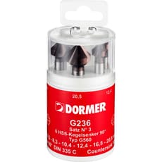Dormer G2363 6 Piece HSS Straight Shank 90° Countersink Set 