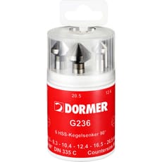 Dormer G2364 6 Piece HSS Tialn Tri-Flat Straight Shank 90° Countersink Set 