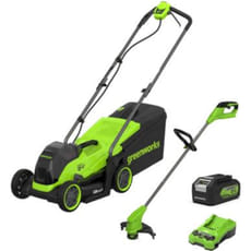 Greenworks 24v Cordless Brushless Lawnmower 330mm and Grass Trimmer 250mm