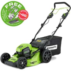 Greenworks GD60LM46SP 60v Cordless Brushless Self Propelled Rotary Lawnmower 460mm