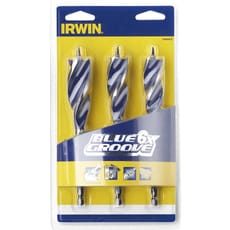 Irwin 3 Piece 6X Blue Groove Wood Drill Bit Set