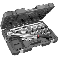 Facom 18 Piece 3/4" Drive Dust Proof Ratchet and Bi Hex Socket Set Metric