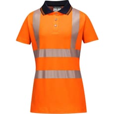 Portwest Hi Vis Womens Cotton Comfort Pro Polo Short Sleeve Shirt