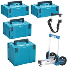 Makita 4 Piece MakPac Connector Stackable Power Tool Case Set and Case Trolley