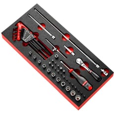 Facom 45 Piece 1/4" Drive Locking Socket, Hexagon Key, Screwdriver and Bit Set Imperial in Module Tray