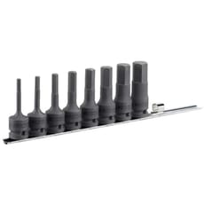 Facom 8 Piece 1/2" Drive Long Reach Impact Hexagon Socket Bit Set Metric