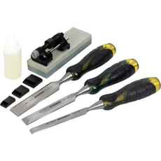 Roughneck 3 Piece Bevel Edge Chisel Set and Sharpening Kit
