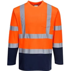 Portwest Hi Vis Cotton Comfort Contrast Long Sleeve T Shirt