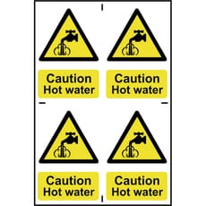 Scan Caution Hot Water Sign Pack of 4