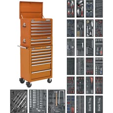 Sealey Superline Pro 14 Drawer Roller Cabinet, Mid and Top Tool Chests + 1179 Piece Tool Kit