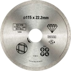 Stanley FatMax Continuous Rim Diamond Cutting Disc for Tiles
