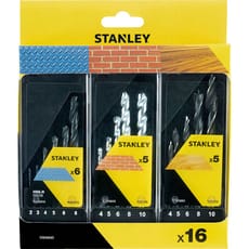 Stanley 16 Piece Masonry, Metal and Wood Drill Bit Set