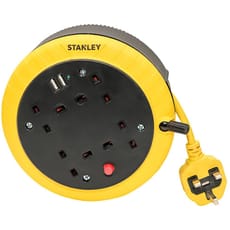 Stanley 6 Socket Cable Extension Reel 240v and USB