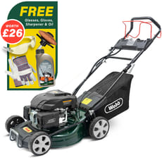 Webb WER460ES Classic Self Propelled Electric Start Petrol Rotary Lawnmower 460mm FREE Glasses, Gloves, Oil & Sharpener Worth £26