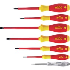 Wiha Softfinish 7 Piece VDE Insulated Slotted / Phillips Screwdriver Set