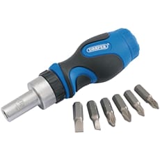 Draper 7 Piece Stubby Ratchet Screwdriver and Bit Set