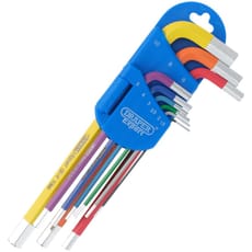 Draper Expert 9 Piece Long Arm Hex Key Set Colour Coded