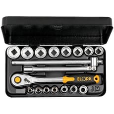 Elora 18 Piece 3/8" Drive Hex and Bi Hex Socket Set Metric 