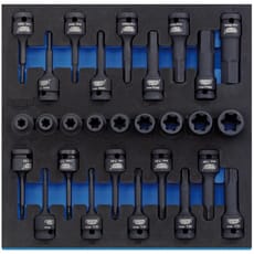 Draper 28 Piece 1/2" Drive Impact Torx Hex Socket Set In Eva Insert Tray