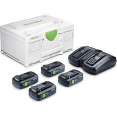Festool SYS 18v TBX Energy Set with 4 x Tabless Batteries 4ah and Twin Charger Kit