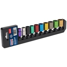 Sealey 10 Piece 3/8" Drive Coloured Hexagon WallDrive Socket Set Metric