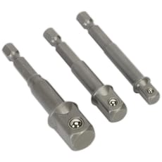 Sealey 3 Piece 1/4" Hex Shank Square Drive Socket Adaptor Set