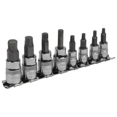 Sealey 8 Piece 1/4" and 3/8" Drive Lock On Hexagon Socket Bit Set Imperial