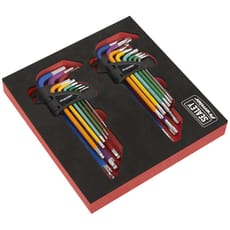 Sealey Premier 18 Piece Anti Slip Torx and Hex Key Set in Foam Module